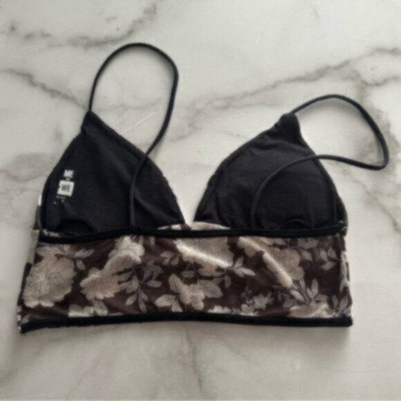 Me to We Black & White Pacsun Bralette Mesh Floral Padding Bra Top Size Small - Picture 4 of 5